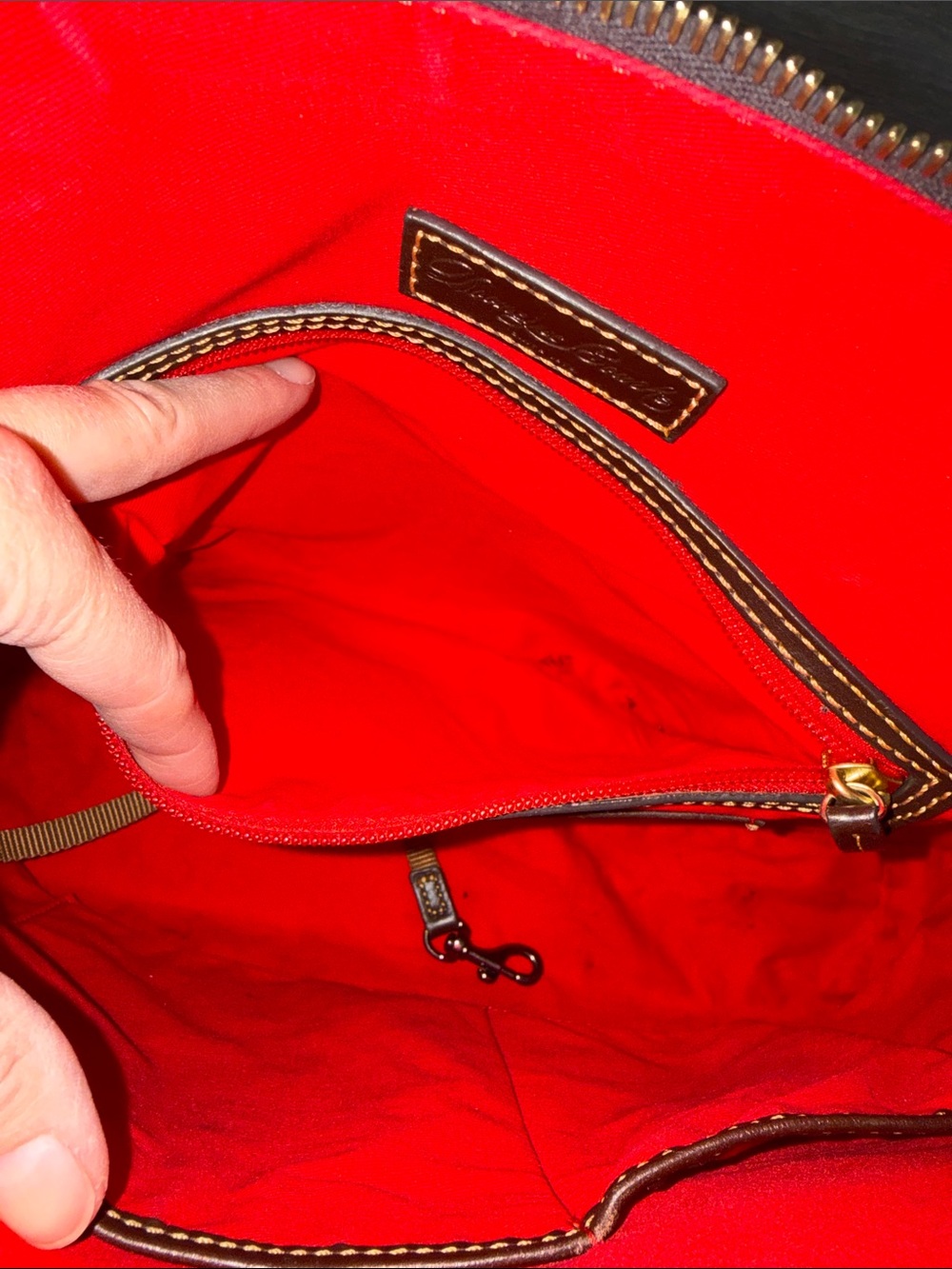 Dooney & Bourke Black and Red Croc-Embossed Dome Satchel - Picture 7 of 15